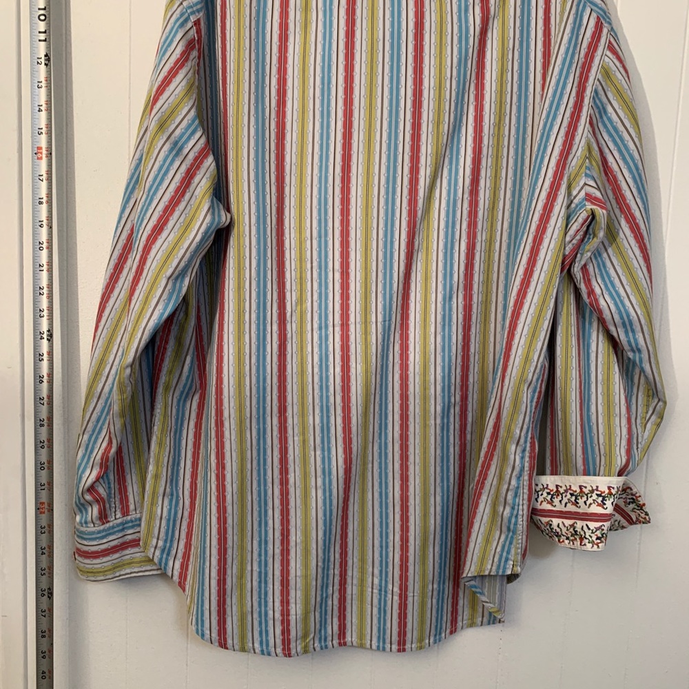 Robert Graham Striped Multi Colored Button Up Xl - image 3
